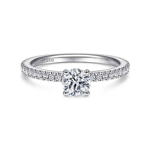 14K White Gold Round Diamond Engagement Ring