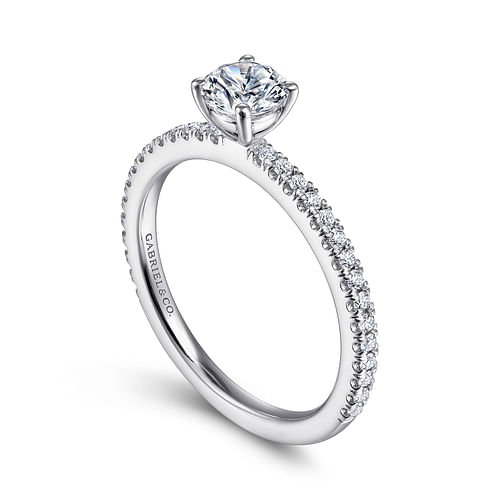 14K White Gold Round Diamond Engagement Ring