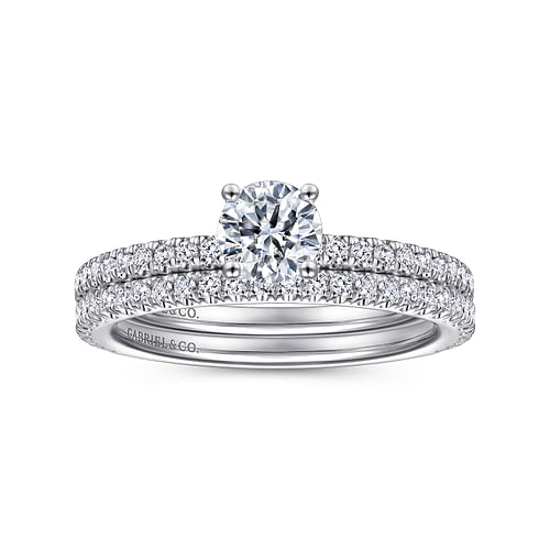 14K White Gold Round Diamond Engagement Ring