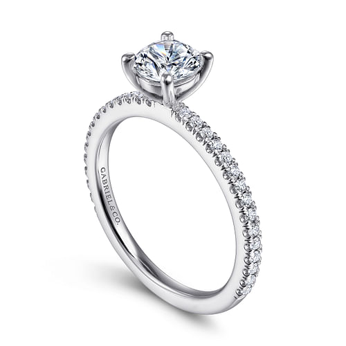 14K White Gold Round Diamond Engagement Ring