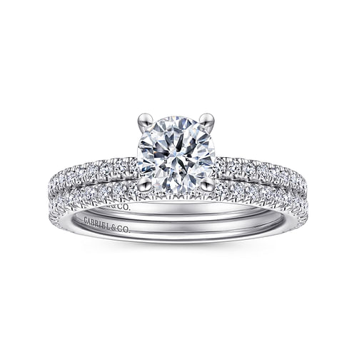 14K White Gold Round Diamond Engagement Ring