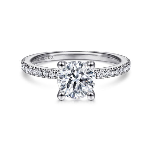 14K White Gold Round Diamond Engagement Ring