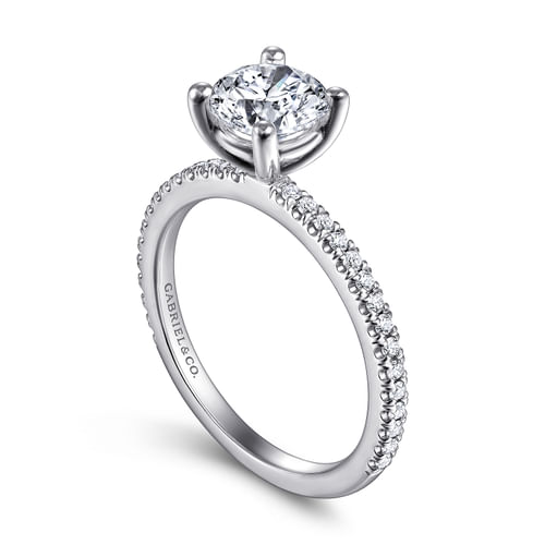 14K White Gold Round Diamond Engagement Ring