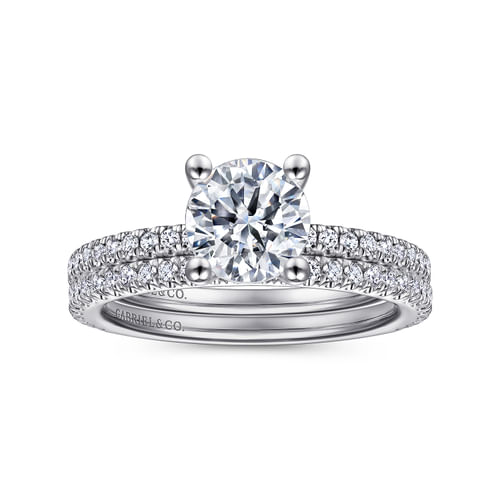 14K White Gold Round Diamond Engagement Ring
