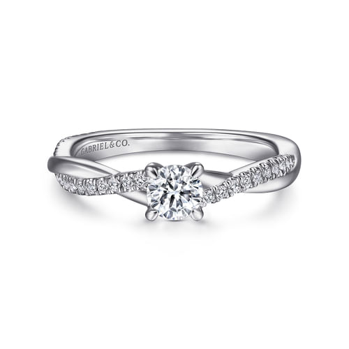 14K White Gold Round Diamond Engagement Ring
