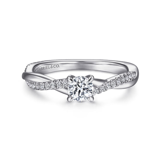 Gabriel - 14K White Gold Round Diamond Engagement Ring