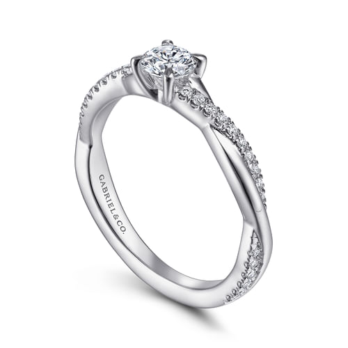 14K White Gold Round Diamond Engagement Ring