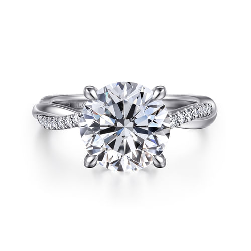 14K White Gold Round Diamond Engagement Ring