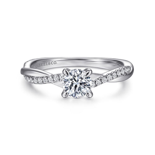 14K White Gold Round Diamond Engagement Ring