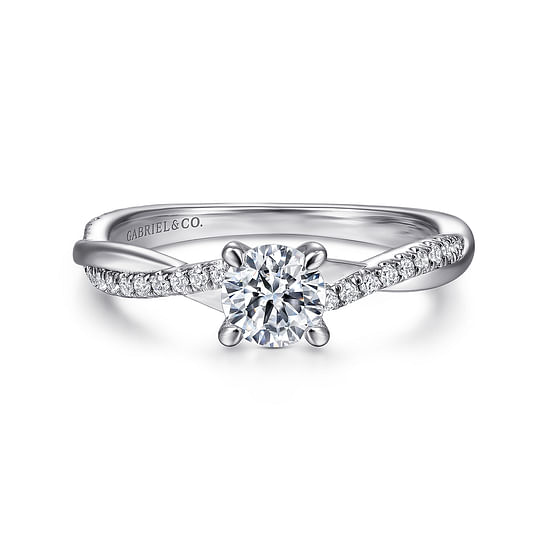 Gabriel - 14K White Gold Round Diamond Engagement Ring