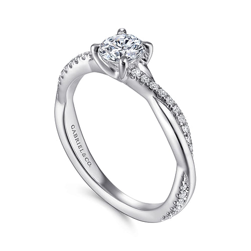 14K White Gold Round Diamond Engagement Ring