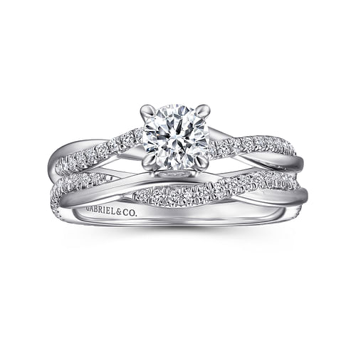 14K White Gold Round Diamond Engagement Ring