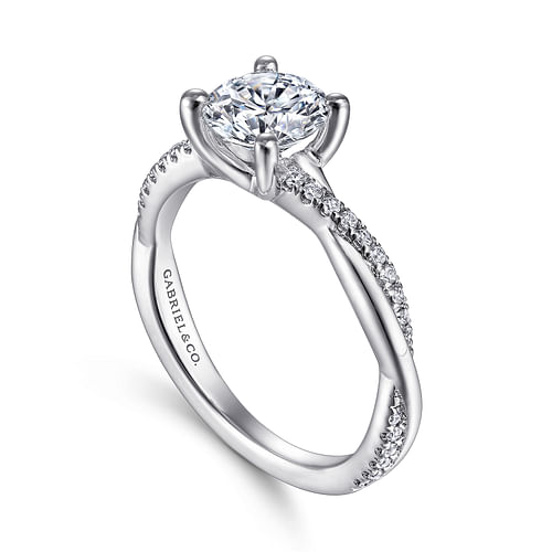 14K White Gold Round Diamond Engagement Ring