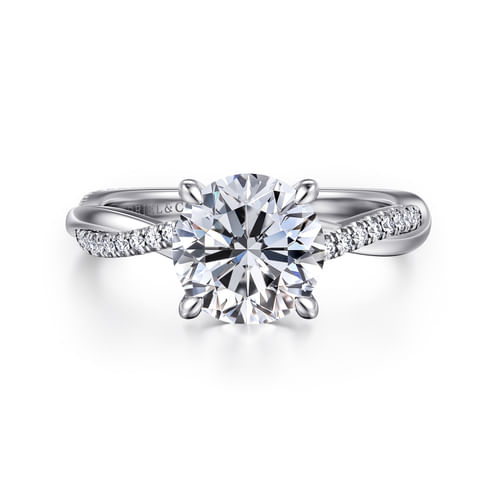 14K White Gold Round Diamond Engagement Ring