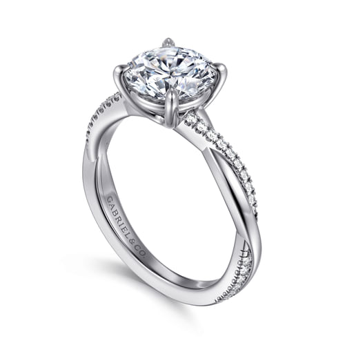 14K White Gold Round Diamond Engagement Ring