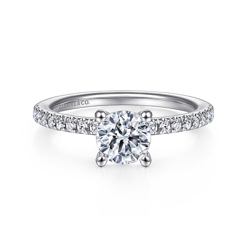 14K White Gold Round Diamond Engagement Ring