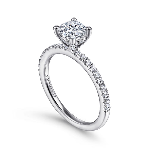 14K White Gold Round Diamond Engagement Ring