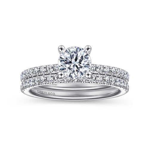 14K White Gold Round Diamond Engagement Ring