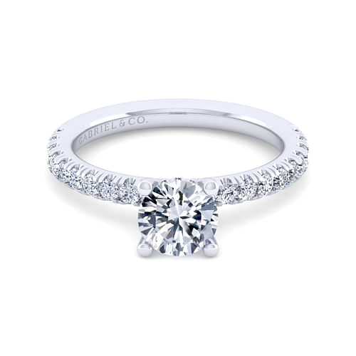 14K White Gold Round Diamond Engagement Ring