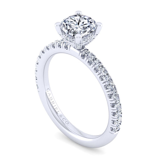 14K White Gold Round Diamond Engagement Ring