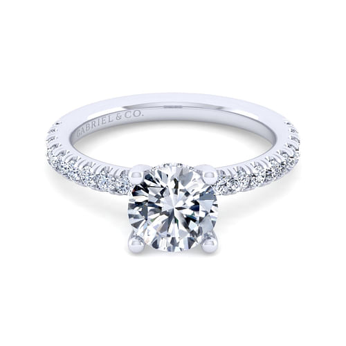 14K White Gold Round Diamond Engagement Ring