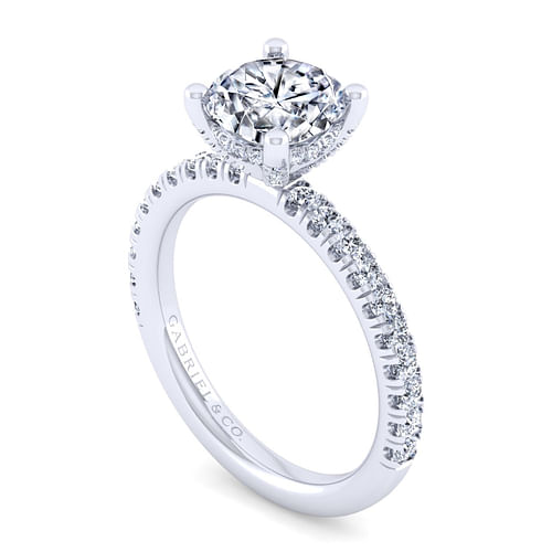 14K White Gold Round Diamond Engagement Ring