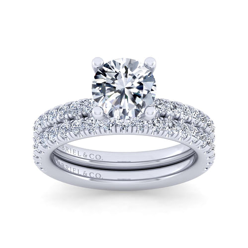 14K White Gold Round Diamond Engagement Ring