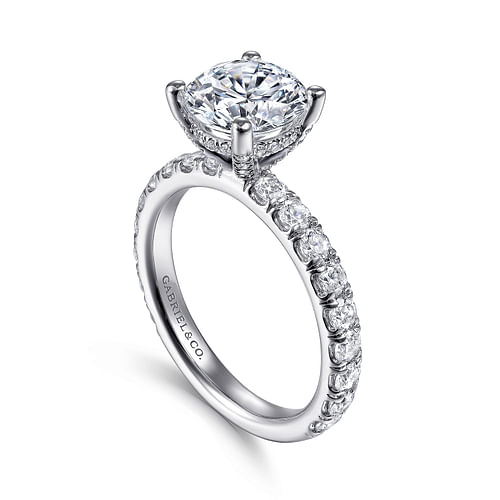 14K White Gold Round Diamond Engagement Ring