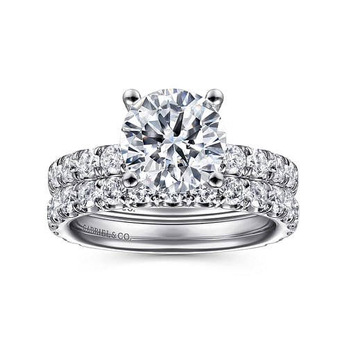 14K White Gold Round Diamond Engagement Ring