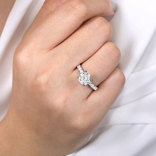 14K White Gold Round Diamond Engagement Ring