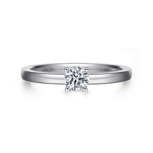 14K White Gold Round Diamond Engagement Ring