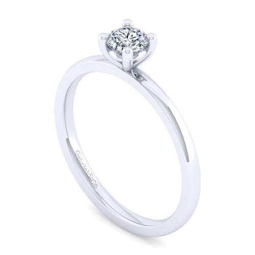 14K White Gold Round Diamond Engagement Ring