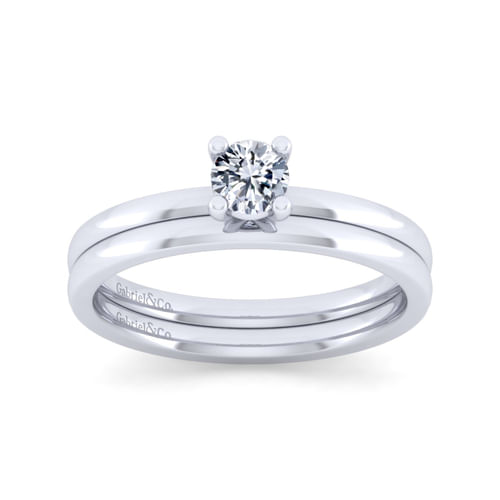 14K White Gold Round Diamond Engagement Ring