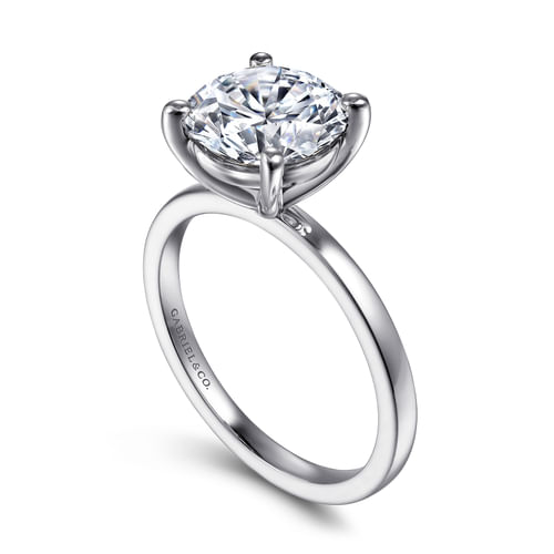 14K White Gold Round Diamond Engagement Ring