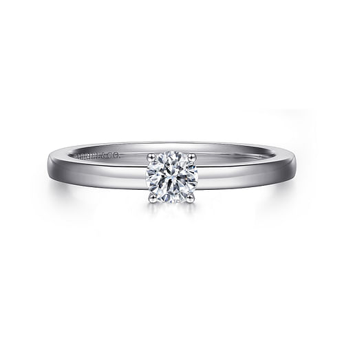 14K White Gold Round Diamond Engagement Ring