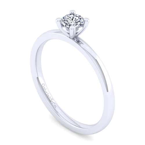 14K White Gold Round Diamond Engagement Ring