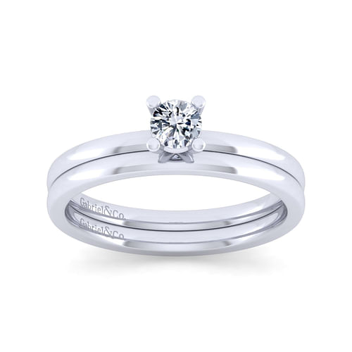 14K White Gold Round Diamond Engagement Ring