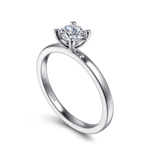 14K White Gold Round Diamond Engagement Ring