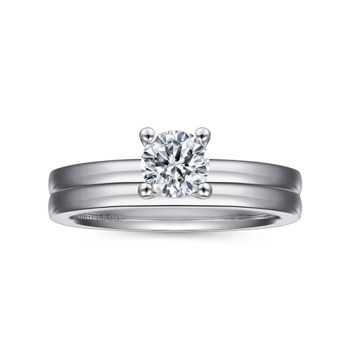 14K White Gold Round Diamond Engagement Ring