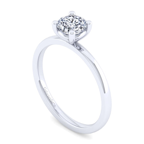 14K White Gold Round Diamond Engagement Ring