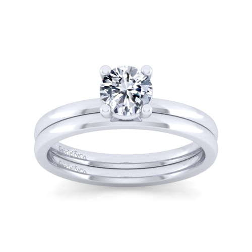 14K White Gold Round Diamond Engagement Ring