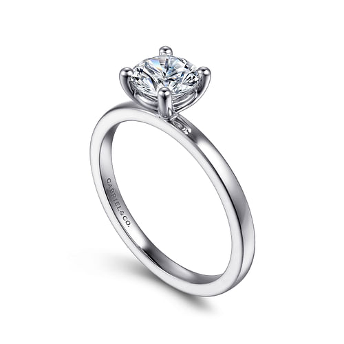 14K White Gold Round Diamond Engagement Ring