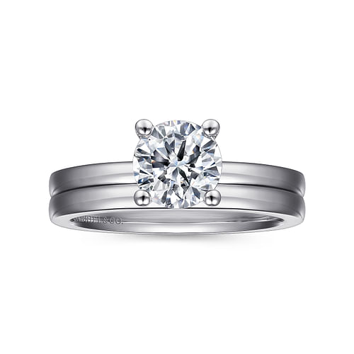 14K White Gold Round Diamond Engagement Ring