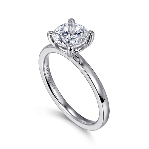 14K White Gold Round Diamond Engagement Ring