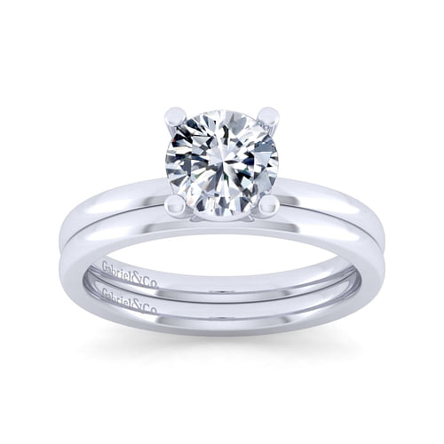 14K White Gold Round Diamond Engagement Ring