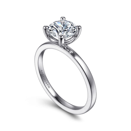 14K White Gold Round Diamond Engagement Ring