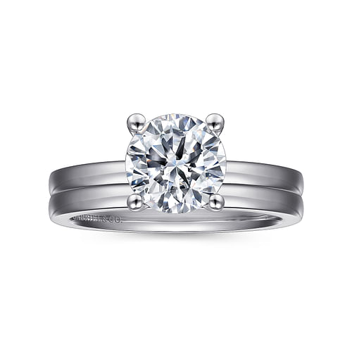 14K White Gold Round Diamond Engagement Ring