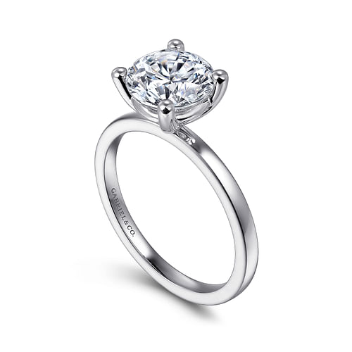 14K White Gold Round Diamond Engagement Ring