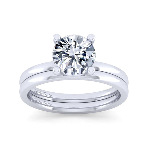 14K White Gold Round Diamond Engagement Ring