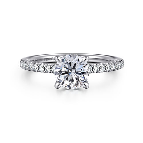 14K White Gold Round Diamond Engagement Ring